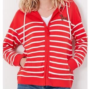 Joules Women's 12 Hoodie Sweater Full Zip Dachshund Dog Embroidered Sweatshirt